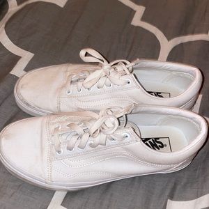 Barely worn white tie up vans